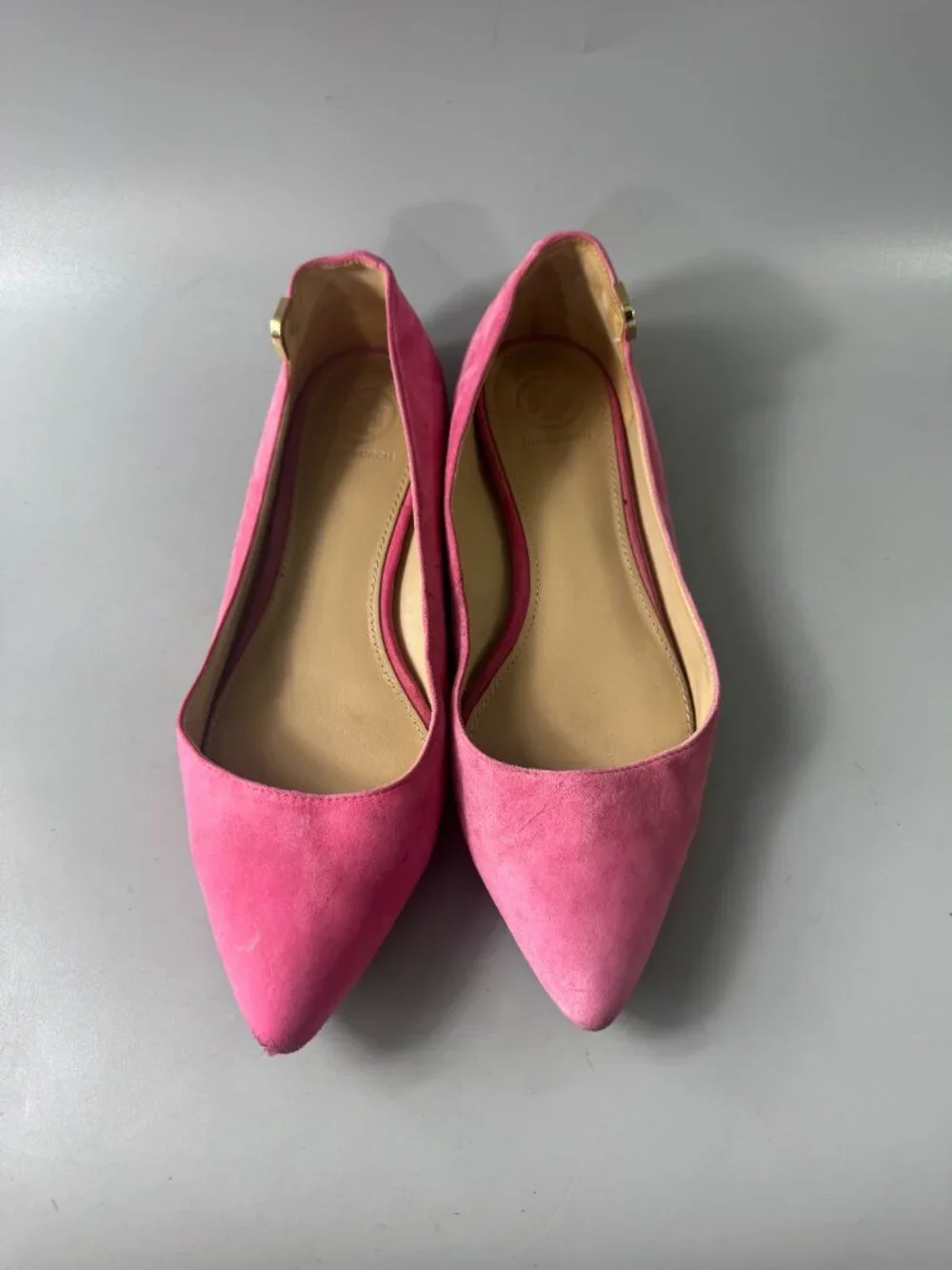 Tory Burch Pink Suede Pointed Flats, Size 7 M